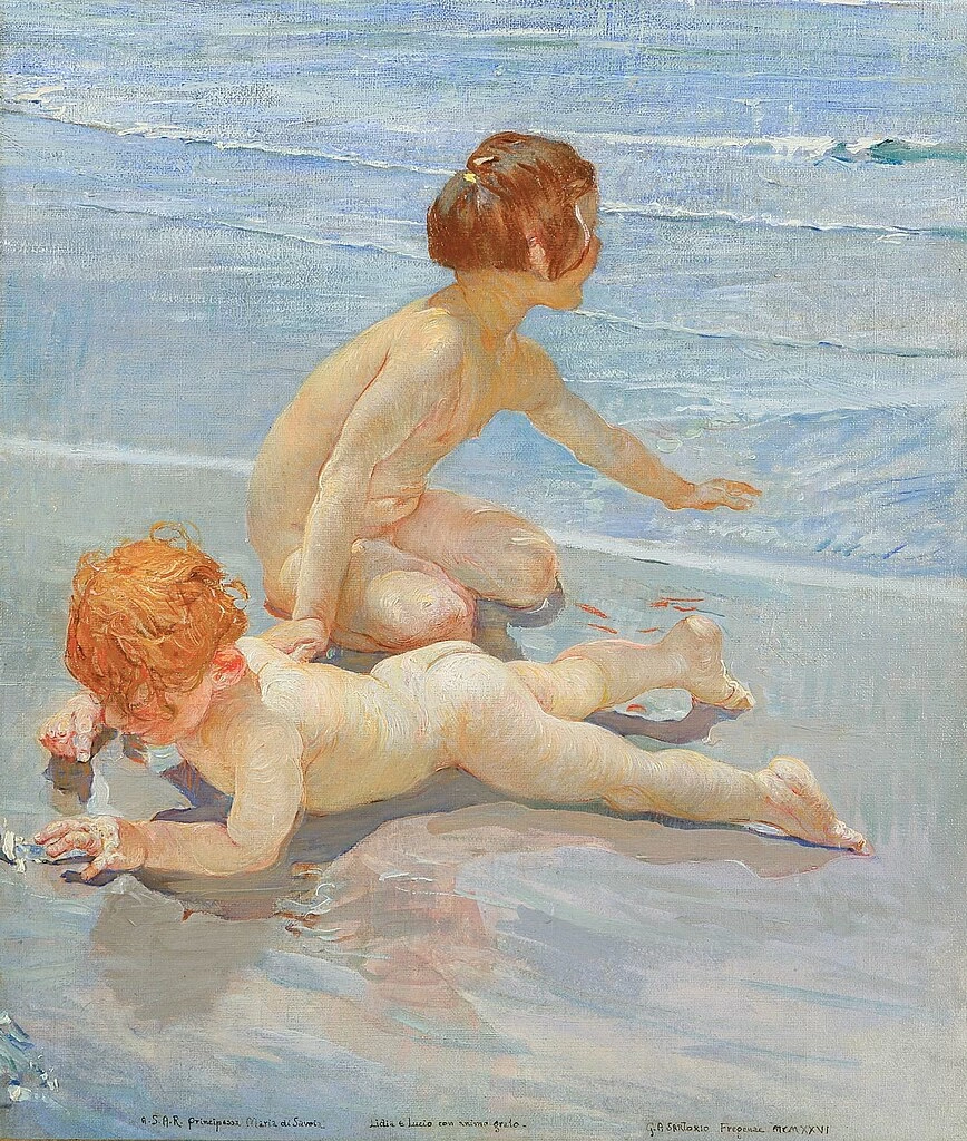 Lidia e Lucio sulla spiaggia di Fregene (1927)